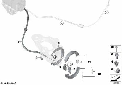 Cable Bowden freno de mano izquierdo para BMW X5 E70, E70N, X6 E71, E72 (OEM 34436772103). Original BMW