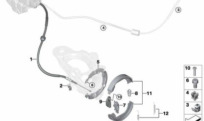Cable freno de mano izquierdo OEM 34436870191 para BMW F15, F85, F16, F86. Original BMW.