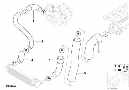 Druckrohr für BMW 5 E39 -Serie (OEM 11617787889). Original BMW
