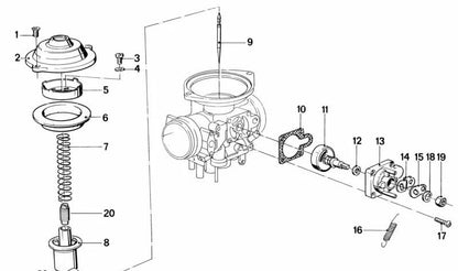 Resorte des carburador OEM 13111338134 para BMW Motorrad R 100 GS, R 100 R, R 100 RS, R 100 RT, R 100 R Mystik y otros modelos R247. Original BMW.