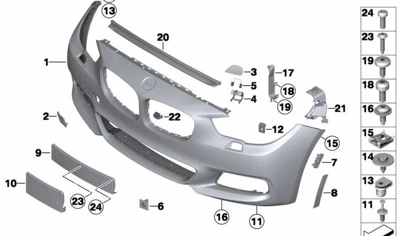 Soporte de sensor PDC delantero OEM 51112221808 para BMW F07. Original BMW.