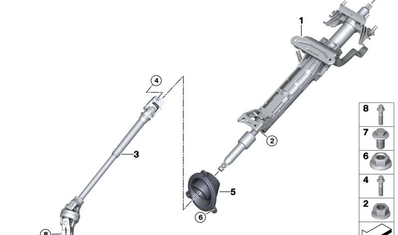 Ajuste mecánico de columna de dirección OEM 32306896187 para BMW G42, G20, G21, G28, G22, G23, G26, G01, G08, F97, G02, F98, G29, i3. Original BMW.