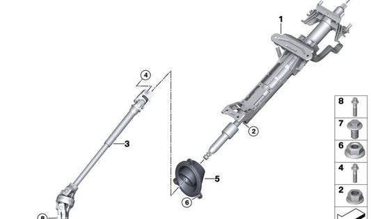 Ajuste mecánico de columna de dirección OEM 32306896187 para BMW G42, G20, G21, G28, G22, G23, G26, G01, G08, F97, G02, F98, G29, i3. Original BMW.
