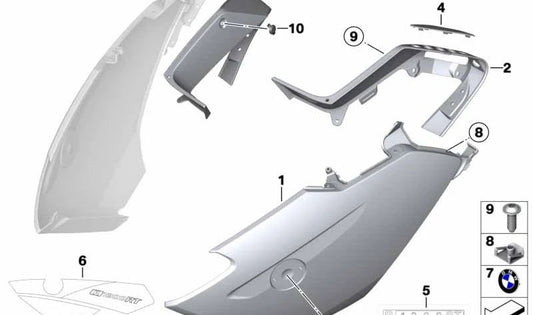 Cubierta lateral interior derecha OEM 46637682934 para BMW Motorrad R1200GS LC (K50), R1200GS Adventure (K51). Original BMW Motorrad.