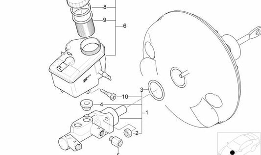 Cilindro maestro de freno OEM 34311165582 para BMW E46. Original BMW.