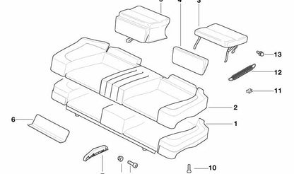 Clip de fijación OEM 52108151454 para BMW E36. Pieza original BMW, válida para elementos como asientos y revestimientos interiores.