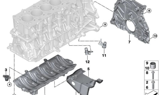 Tapa cadena distribución OEM 11148687455 para BMW G42, G87, G20, G21, G28, G80, G81, G22, G23, G26, G82, G83, G30, G31, G60, G61, G68, G32, G11, G12, G14, G15, G16, G01, G08, F97, G45, G48, G02, F98, G05, G18, G06, G07, G29. Original BMW.