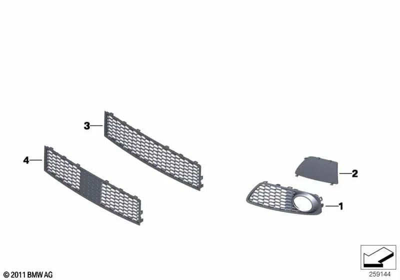 Grid di ingresso dell'aria centrale per BMW 5 F07 Series, F07N (OEM 51118050021). BMW originale.