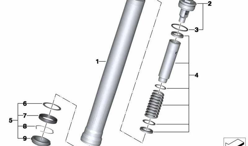 Muelle de presión delantero OEM 31428551825 para motos BMW S1000R (K47). Original BMW Motorrad.