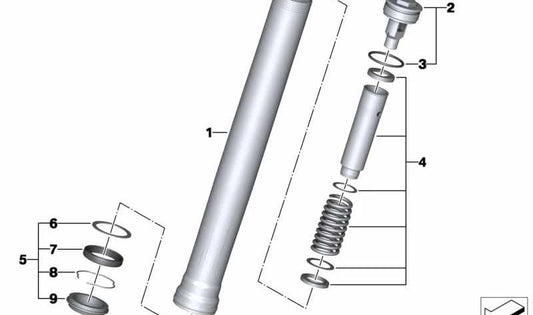 Muelle de presión delantero OEM 31428551825 para motos BMW S1000R (K47). Original BMW Motorrad.