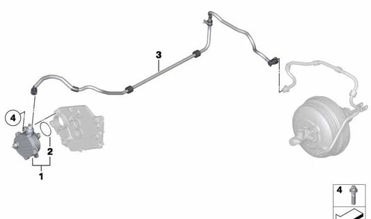 Tubería de vacío OEM 11667564958 para BMW F01, F02 (760i, 760Li) con motor N74. Compatible con modelos fabricados entre 2009 y 2015. Original BMW.