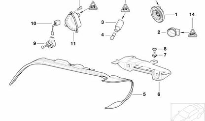 Soporte izquierdo para faro delantero OEM 63128386709 para BMW X5 E53. Pieza original BMW.