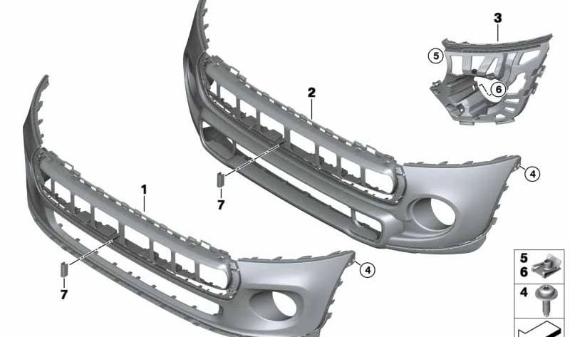 Asiento faro antiniebla izquierdo OEM 51117337815 para MINI Cooper S F55, F56, F57. Original MINI.
