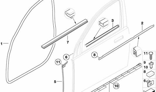 Fita de vedação para BMW Série 7 E65, E66 (OEM 51337120260). BMW original