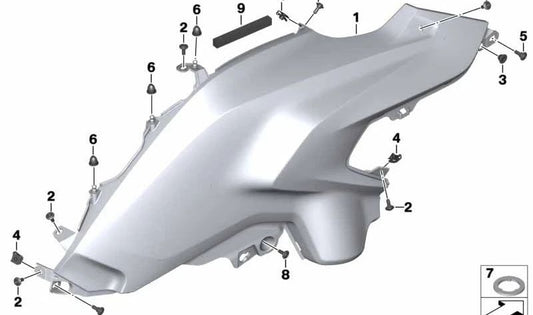 Side pezzo di rivestimento OEM 46638528671 per BMW R1200GS (K50) 11/2011/2016 motocicli. Rohtel/Blank Color. BMW MOTORAD originale.