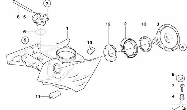 Tope de goma derecho OEM 16117658550 para motos BMW F 650 CS (K14). Original BMW Motorrad.