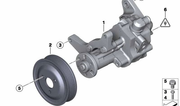 Bomba de dirección asistida OEM 32416796462 para BMW X5 E70 xDrive30d y xDrive40d (modelos 2010-2013). Original BMW.