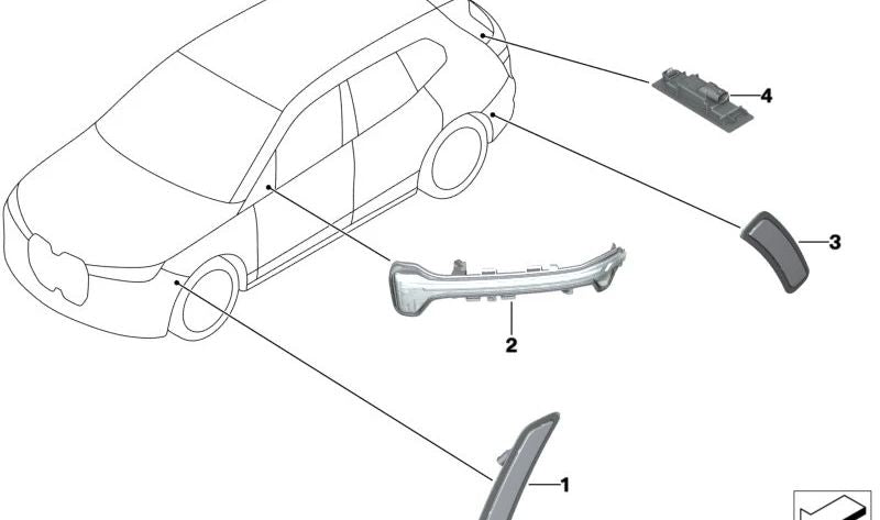Piloto lateral trasero derecho OEM 63147953892 para BMW I20. Luz de posición original BMW.