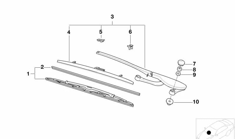 Guía de soporte para limpiaparabrisas OEM 61618162982 para BMW E39. Original BMW.
