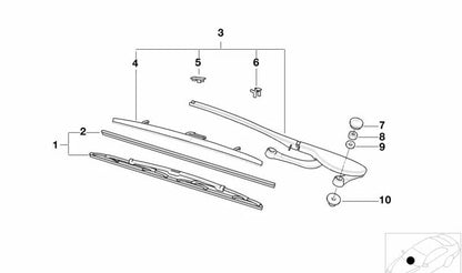 Guía de soporte para limpiaparabrisas OEM 61618162982 para BMW E39. Original BMW.