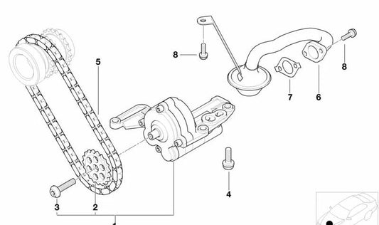 Cadena de la bomba de aceite OEM 11412249745 para BMW E46, E90, E91, E92, E93, E39, E60, E61, E63, E64, E38, E65, E66, E83, E53, E70, E71. Original BMW.
