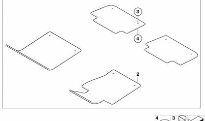 Juego de Alfombrillas de Velour para BMW Serie 5 E39 (OEM 51478216208). Original BMW