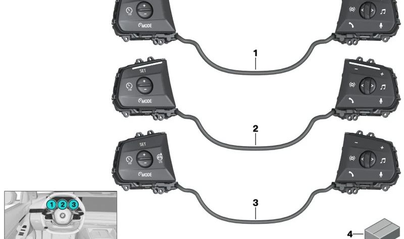 Juego de tornillos OEM 32305A3E6F4 para BMW G60, G61, G68, G90, I20 y X3 G45. Compatible con mandos del volante multifunción. Original BMW.