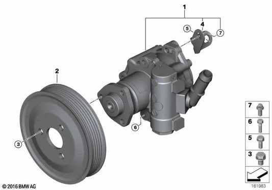 Pulley for BMW 5 Series E60N, E61N, X3 E83N (OEM 32428518699). Original BMW