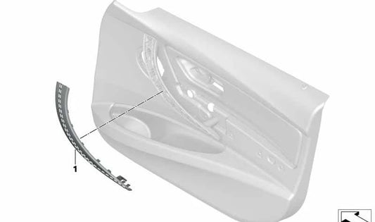 Embellecedor tirador interior derecho en cuero OEM 51417986446 para BMW F80, F82, F83. Interior en color negro/negro. Original BMW.