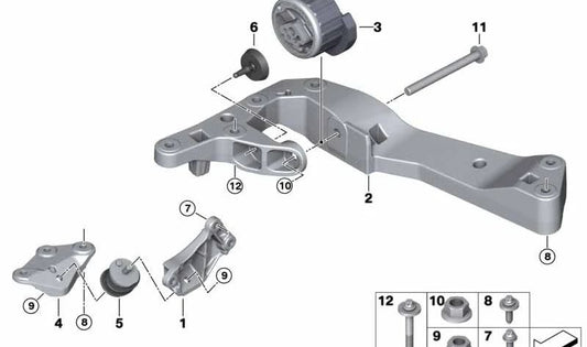 Soporte de transmisión OEM 22326861571 para BMW G20, G21, G80, G81, G22, G23, G26, G82, G83, G30, G31, G32, G11, G12, G14, G15, G16, G01, F97, G02, F98, G05, G18, G06, G07, XM G09. Original BMW.