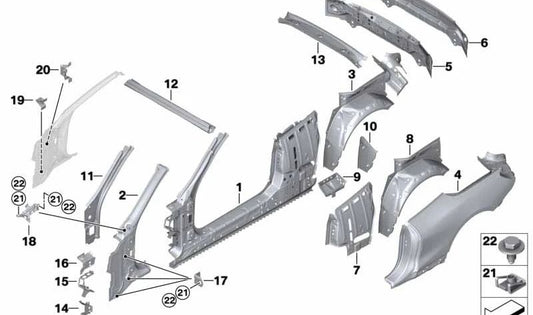 LEFT SIDE SUPPORT OEM 41007494529 for BMW F91 and G14. Original BMW spare.