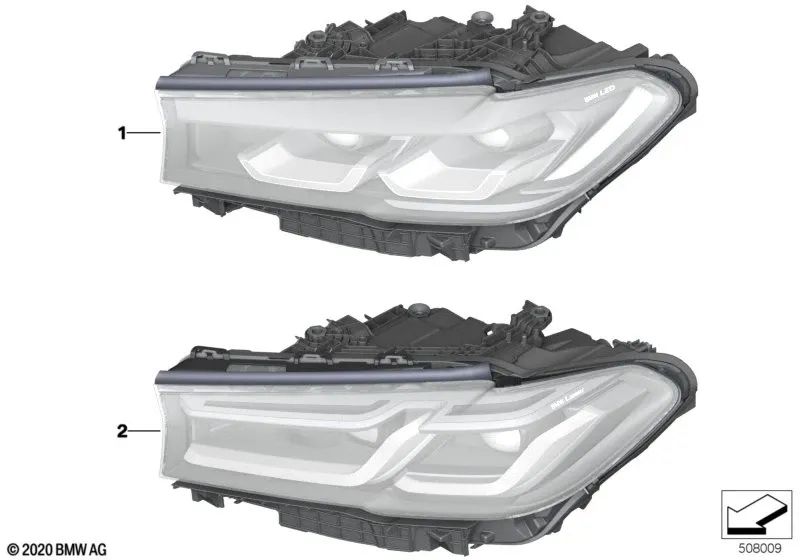 Headlight with Laser Light Left for BMW F90N, G30N, G31N (OEM 63118084383). Original BMW.