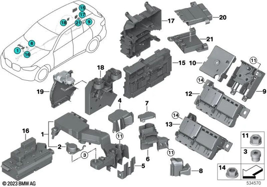 B+ Distributor externer Ausgangspunkt für BMW G05, G18, G06, G07 (OEM 61146841551). Original BMW.