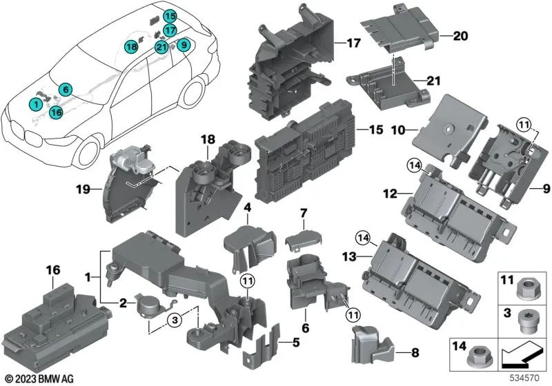 B+ Unterstützung für BMW Serie 2 G42, Serie 3 G20, G21, G28, G80, G81, 4 G22, G23, G26, G82, G83, X5 F95, G05, G18, X6 F96, G06, X7 G07, XM G09, Z4 G29 (OEM 61146996954). Original BMW.
