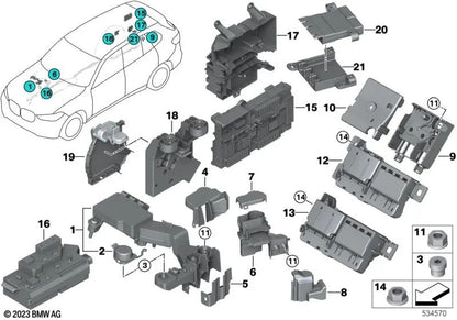 Punto de apoyo de positivo de la batería OEM 61146996954 para BMW G20, G80 M3, G22, X5, X6, X7, Z4... y más. Original BMW.