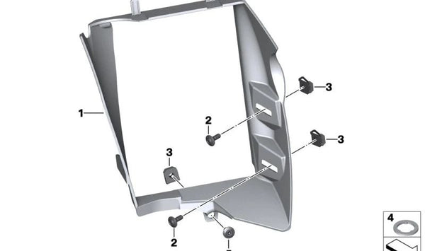 Guía de aire izquierda OEM 46638560317 para motos BMW R1250GS Adventure. Original BMW Motorrad.