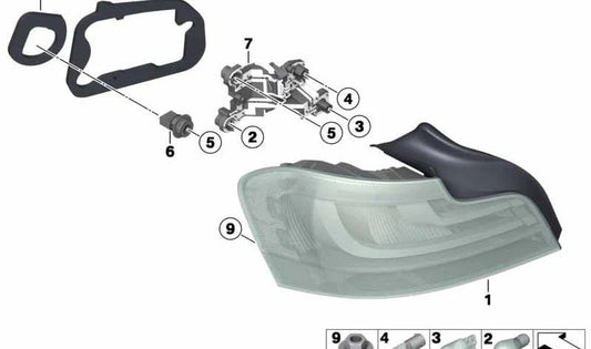 Piloto trasero derecho OEM 63217327276 para BMW E82, E88. Luz trasera original BMW.
