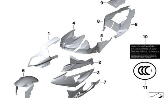 Espoiler motor derecho OEM 46638567234 para motos BMW S 1000 RR (K46) 2016-2018. Original BMW Motorrad.
