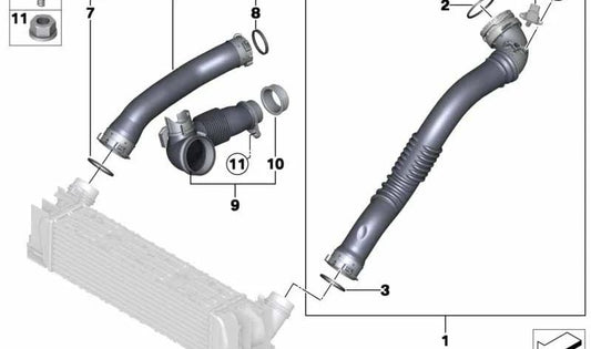 Conducto de aire de admisión OEM 13718608735 para BMW F30, F31, F34, F35, F80, F32, F33, F36, F82. Original BMW.