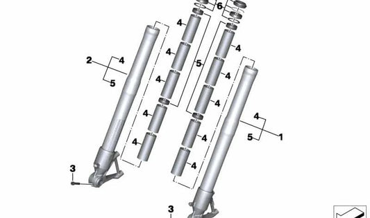 Right black sliding tube 31428566536 for BMW R1200gs, R1250gs, R1200gs Adventure, R1250gs Adventure. Original BMW Motorrad.