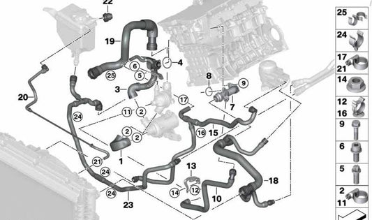Clip für BMW Series 1 E81, E82, E87N, E88, Serie 3 E90, E91, E92, E93, 5 E60N -Serie, E61N (OEM 32412283734). Original BMW