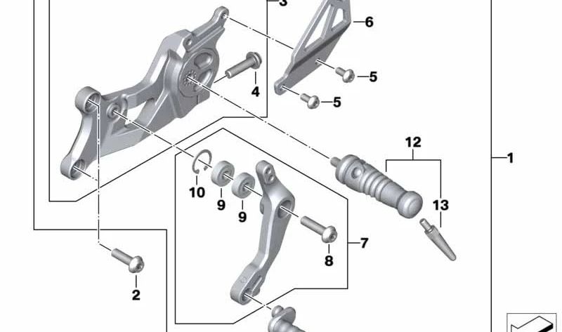 Kit de apoio para os pés esquerdo OEM 46718396603 para motocicletas BMW R nineT Racer (K32). Originais BMW Motorrad.