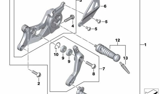 Kit de apoio para os pés esquerdo OEM 46718396603 para motocicletas BMW R nineT Racer (K32). Originais BMW Motorrad.