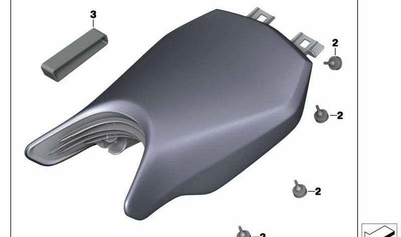 Asiento del conductor negro Sport OEM 77345A68BA4 para motos BMW R 1250 R, R 1250 RS. Original BMW Motorrad.