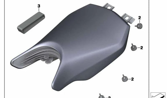 Asiento del conductor negro Sport OEM 77345A68BA4 para motos BMW R 1250 R, R 1250 RS. Original BMW Motorrad.