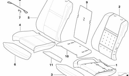 Parte de cojín para soporte de muslo para BMW X5 E70, E70N, X6 E71, E72 (OEM 52107167373). Original BMW