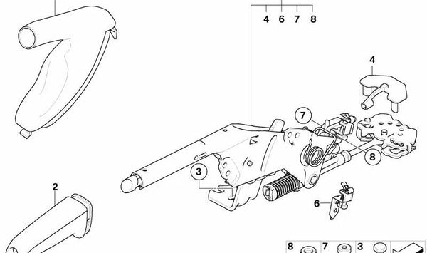 Cubierta de maneta del freno de mano de cuero para BMW E60, E61 (OEM 34427121030). Original BMW.