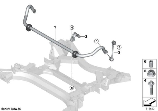 Front Stabilizer with Rubber Mount for BMW I20 (OEM 31306891434). Original BMW