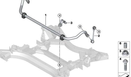 Soporte de sujeción estabilizador OEM 31306896813 para BMW I20. Pieza original BMW.