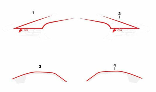 Bandas decorativas derechas OEM 51148551858 para motos BMW F 700 GS (2012-2016). Original BMW Motorrad.